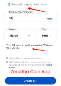 Step Up SIP in Marathi Zerodha Coin App